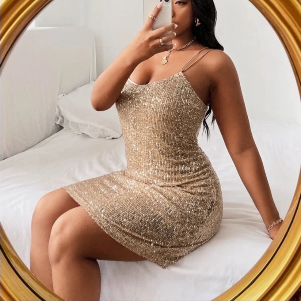 Gold Sequin Party Dress